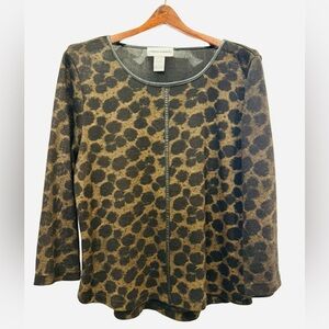 Cathy Daniels Brown Animal Print Blouse. Size Large